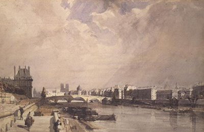 View along the Seine with the Pont Royal and the Pavilion de Flore, Tuileries by Thomas Shotter Boys